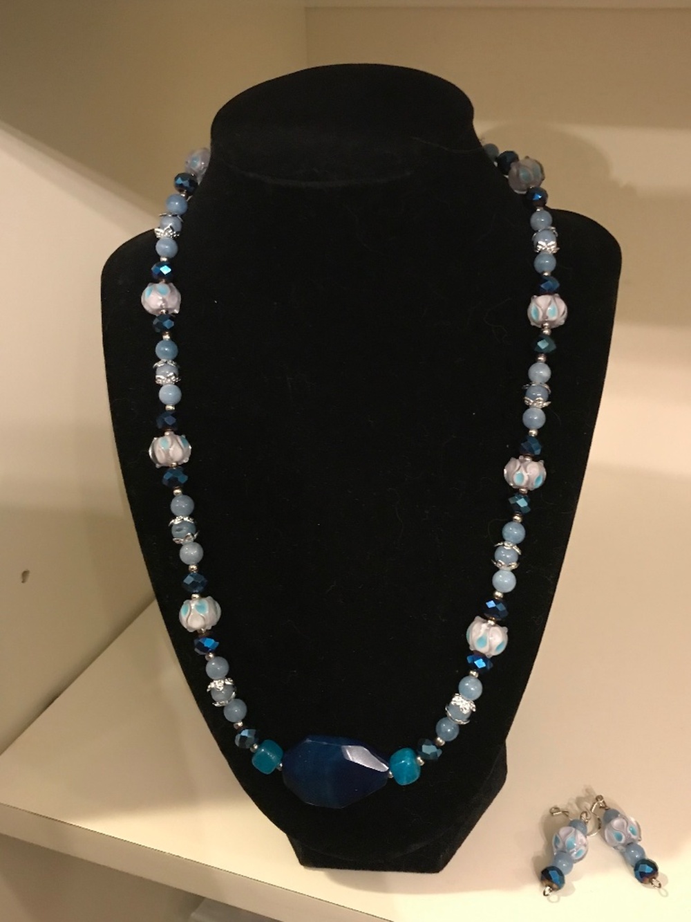 “Rhapsody in Blue”: Artisan necklace & earrings set